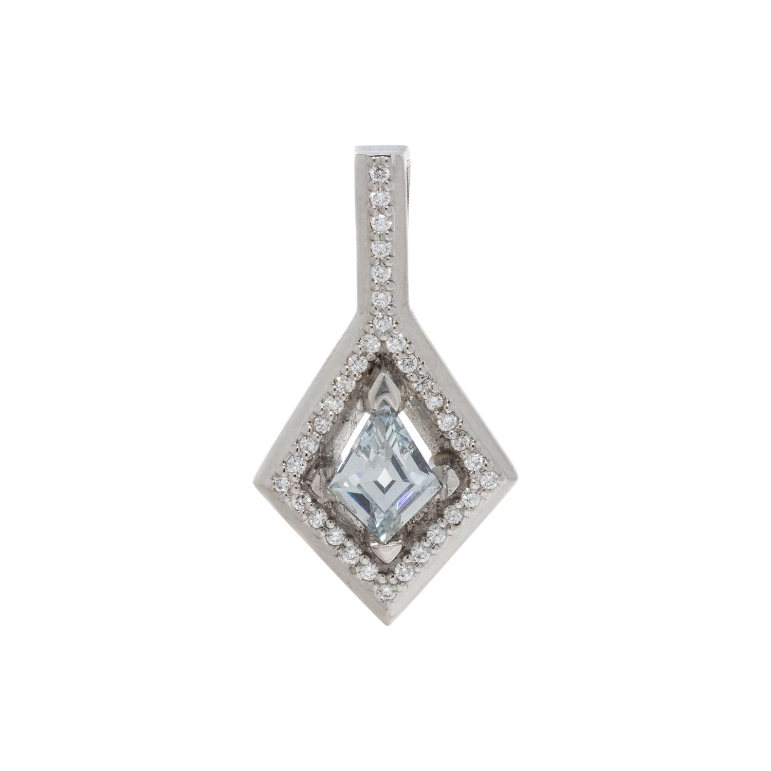 FANCY GRAY-BLUE DIAMOND AND DIAMOND PENDANT