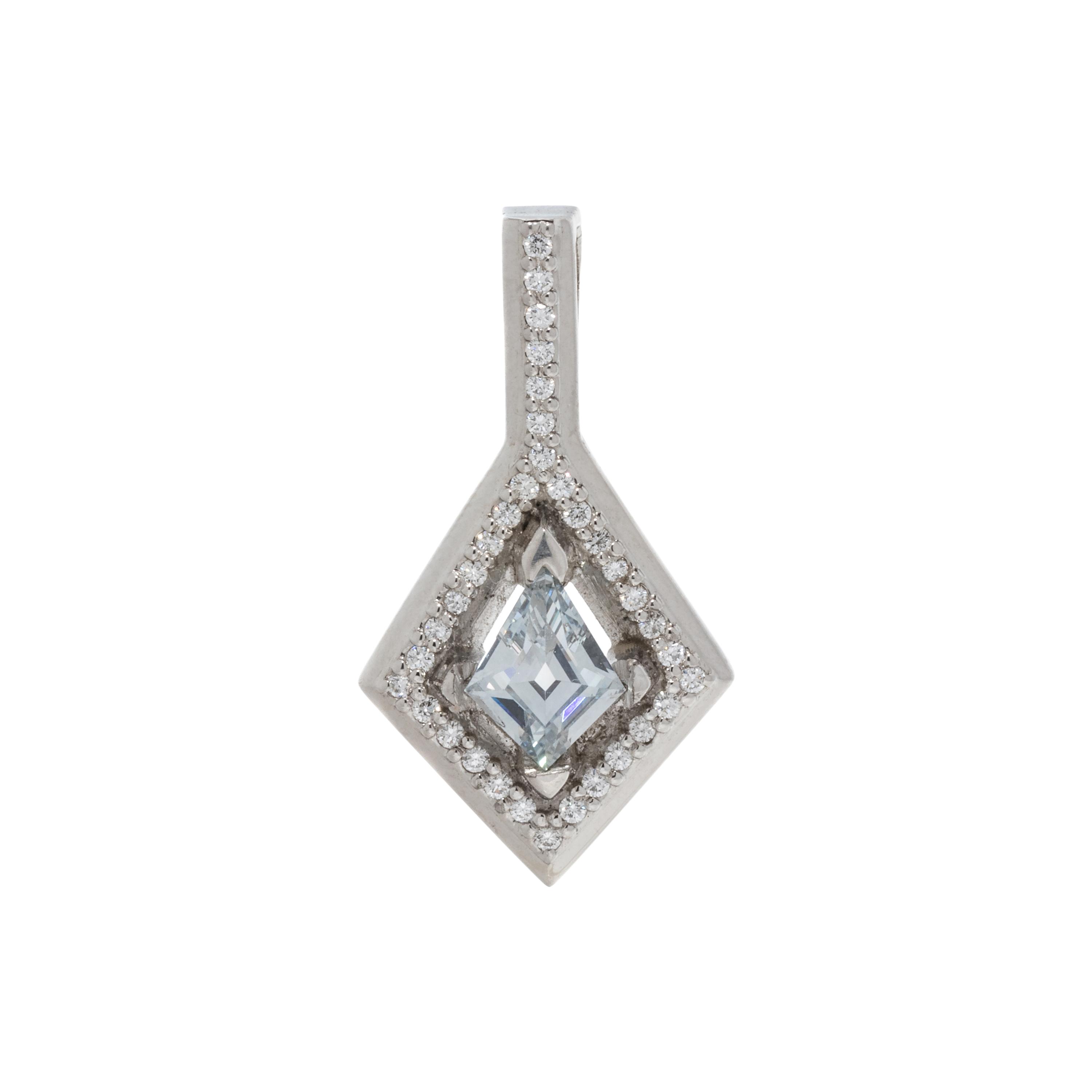 FANCY GRAY-BLUE DIAMOND AND DIAMOND PENDANT