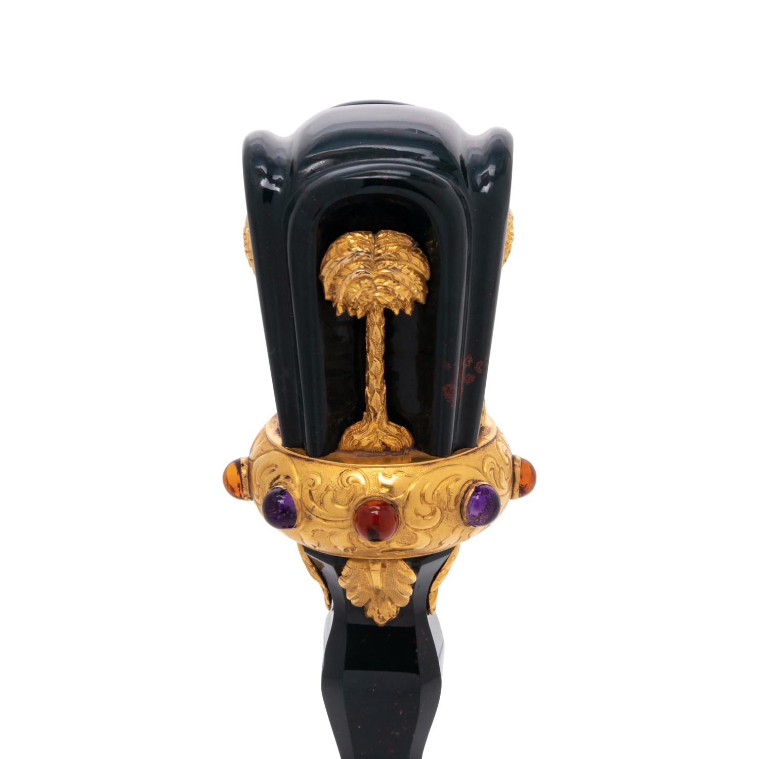 A Continental Gold and Jewel Mounted Bloodstone Hand-Seal