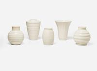 Five Wedgwood Keith Murray Designed Vases, UK, 1930s