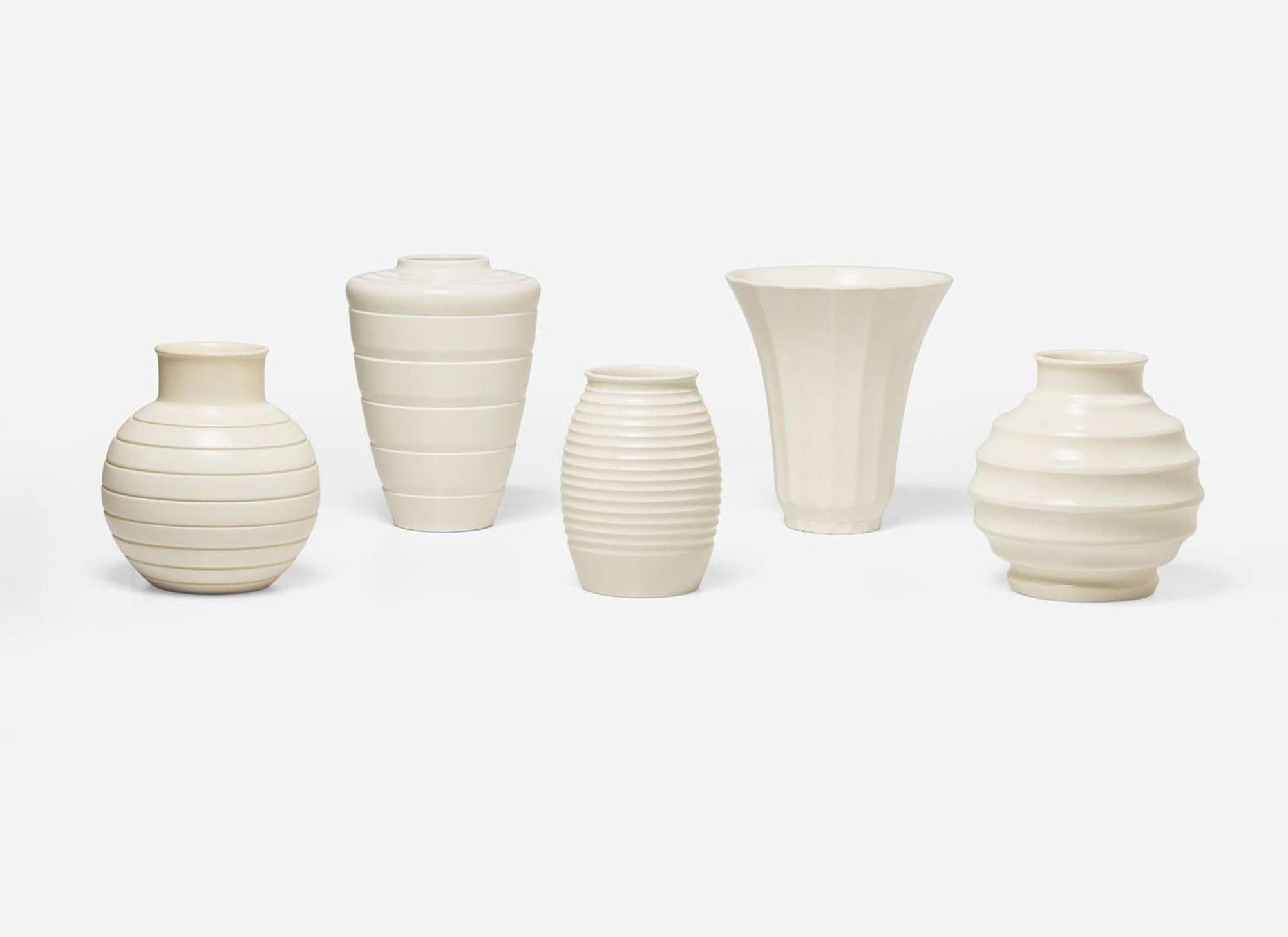 Five Wedgwood Keith Murray Designed Vases, UK, 1930s
