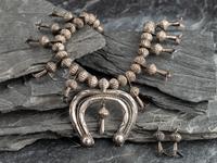 Navajo Silver Squash Blossom Necklace and Hook Earring Set