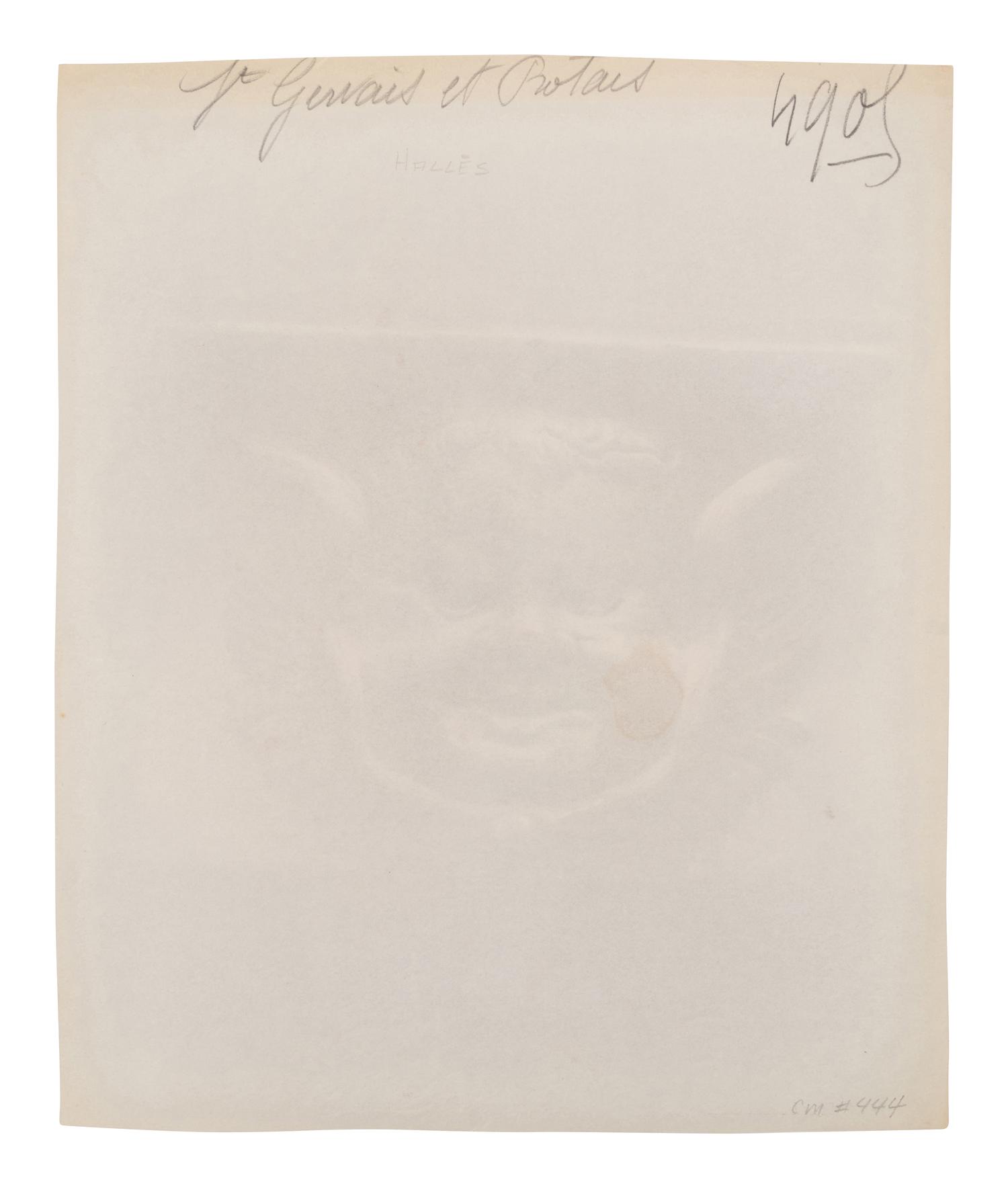 A group of six photographs depicting early 20th Century Parisian architectural details (Saints-Gervais-et-Protais, 1903-1904; Ambassade d'Autriche, 57 rue de Varenne, 1905; La Monnaie-quai Conti [5234], 1905-1906; Hôtel de Roquelaure, boulevard Saint-Germain, 246, 1905-1906; Hôtel de la Duchesse, de Narbonne, rue Varenne 45, 1907; [Cluny–Diane Chasseresse. Art Français. École J. Goujon], 1911)