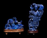 Four Chinese Lapis Lazuli Figural Groups