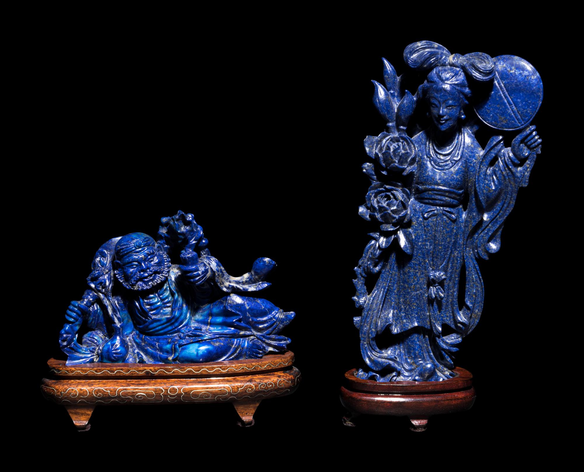 Four Chinese Lapis Lazuli Figural Groups