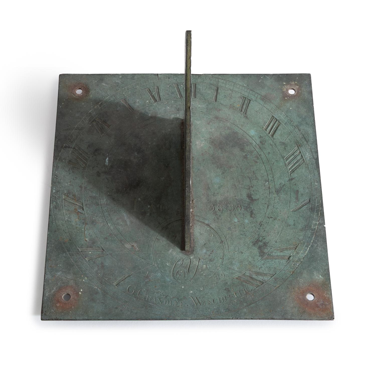 A Rare Goldsmith Chandlee (1751-1821) Engraved Brass Sundial