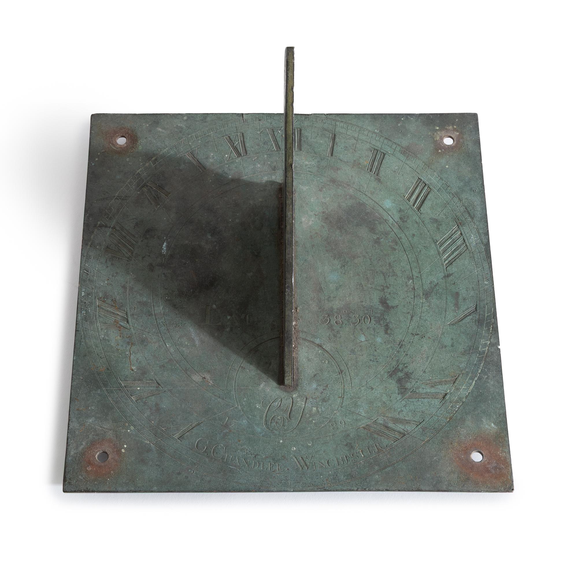 A Rare Goldsmith Chandlee (1751-1821) Engraved Brass Sundial