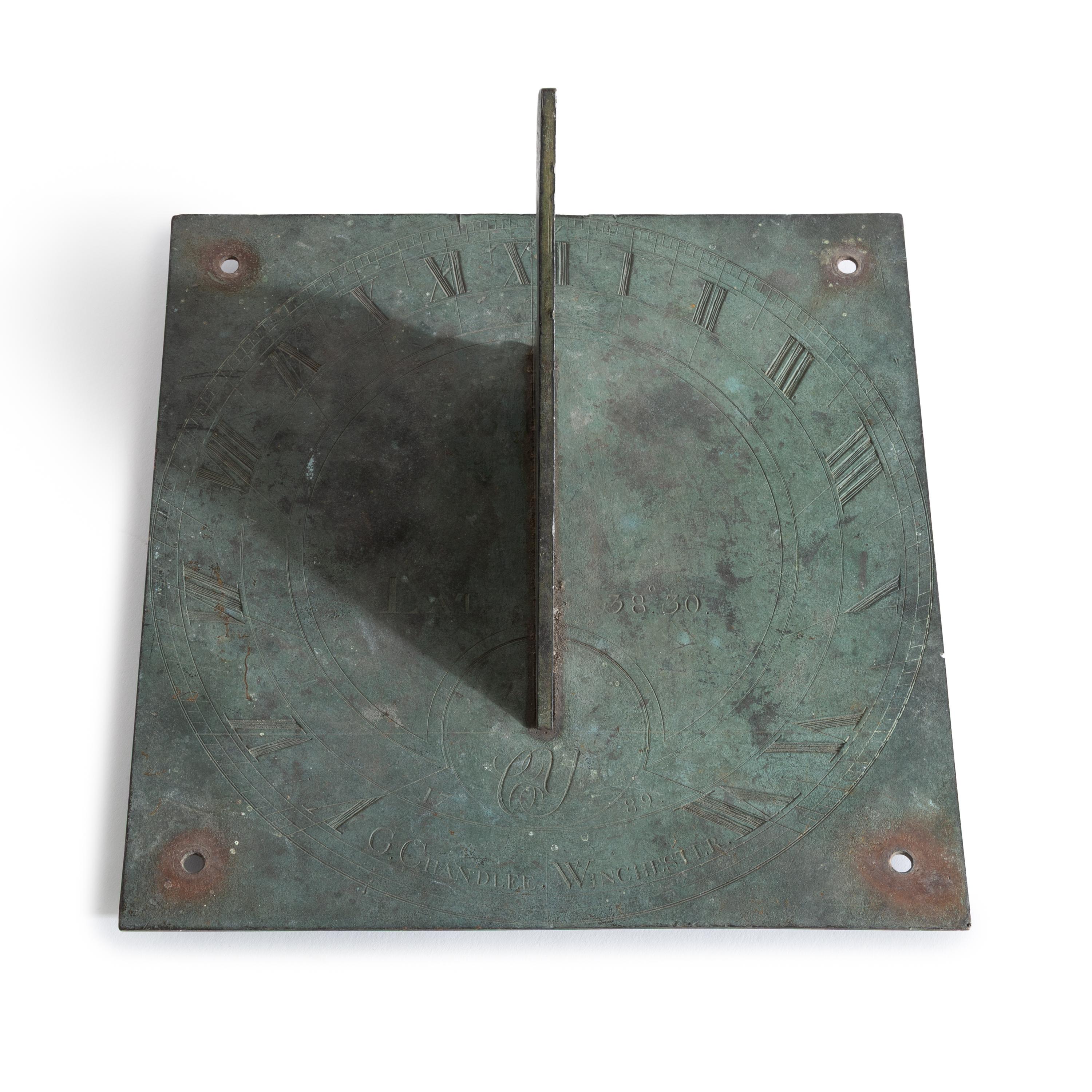 A Rare Goldsmith Chandlee (1751-1821) Engraved Brass Sundial