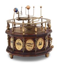 A Continental Brass and Enameled Orrery