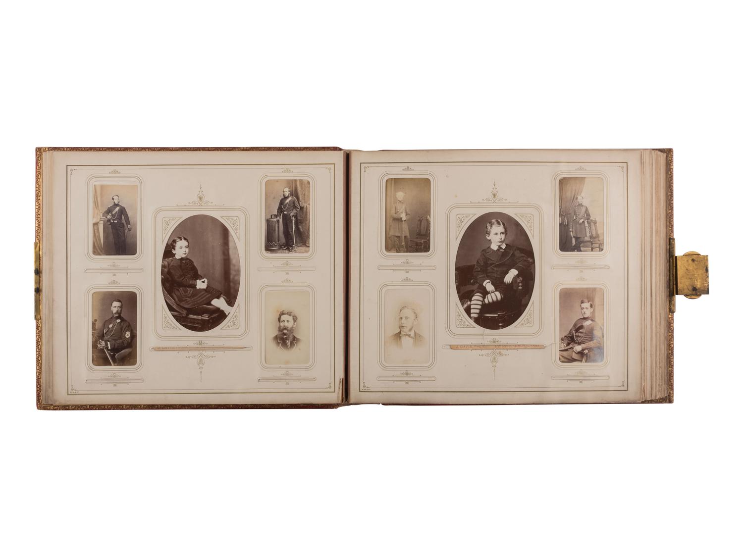 [EARLY PHOTO] English album presented to Capt. Bradley cont. 140+ photos, incl. military subjects.