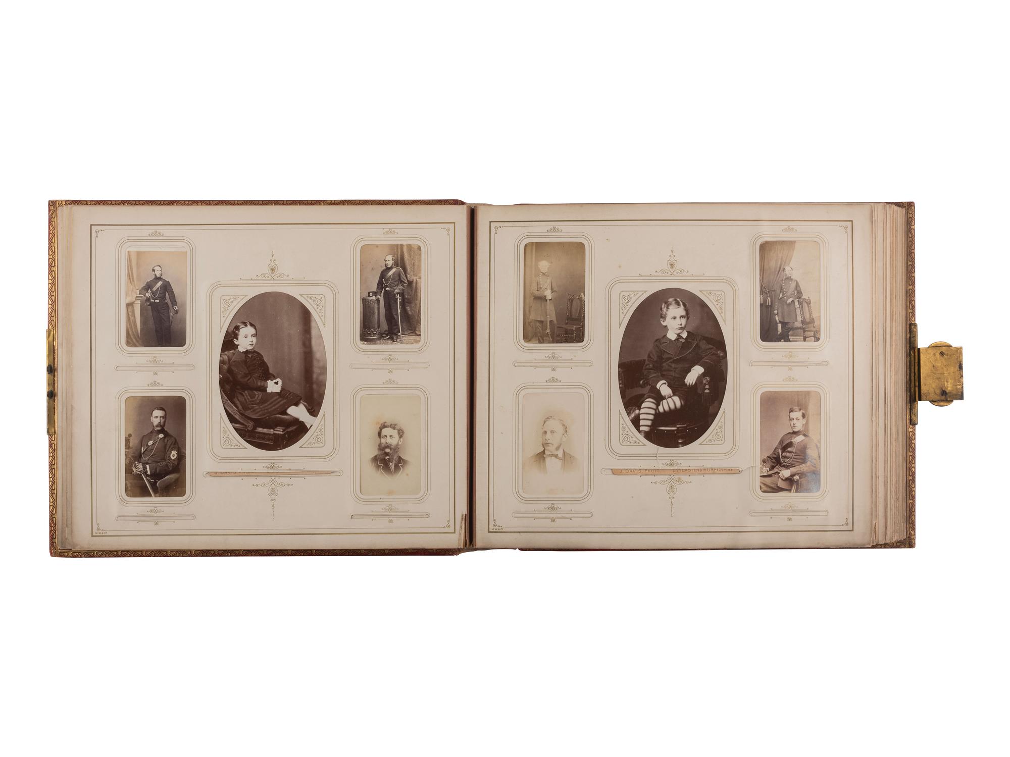 [EARLY PHOTO] English album presented to Capt. Bradley cont. 140+ photos, incl. military subjects.