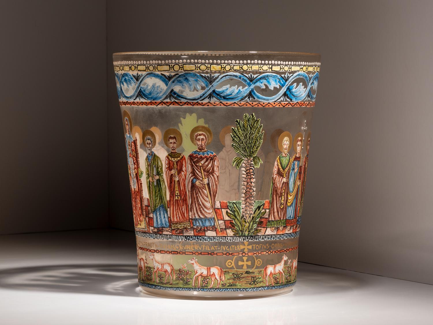 A Venetian Enameled Glass Beaker