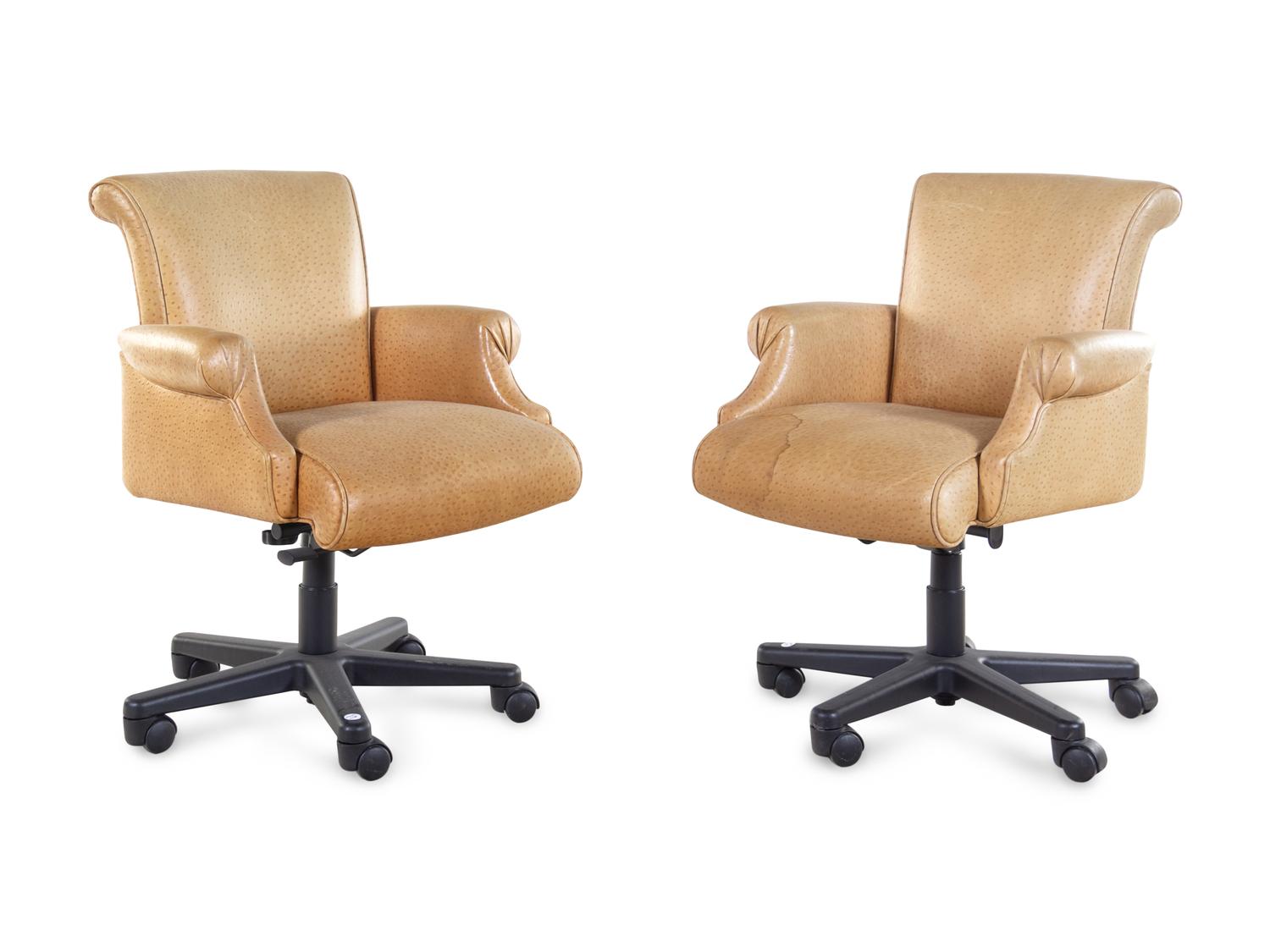 A Pair of Contemporary Faux Ostrich Office Chairs