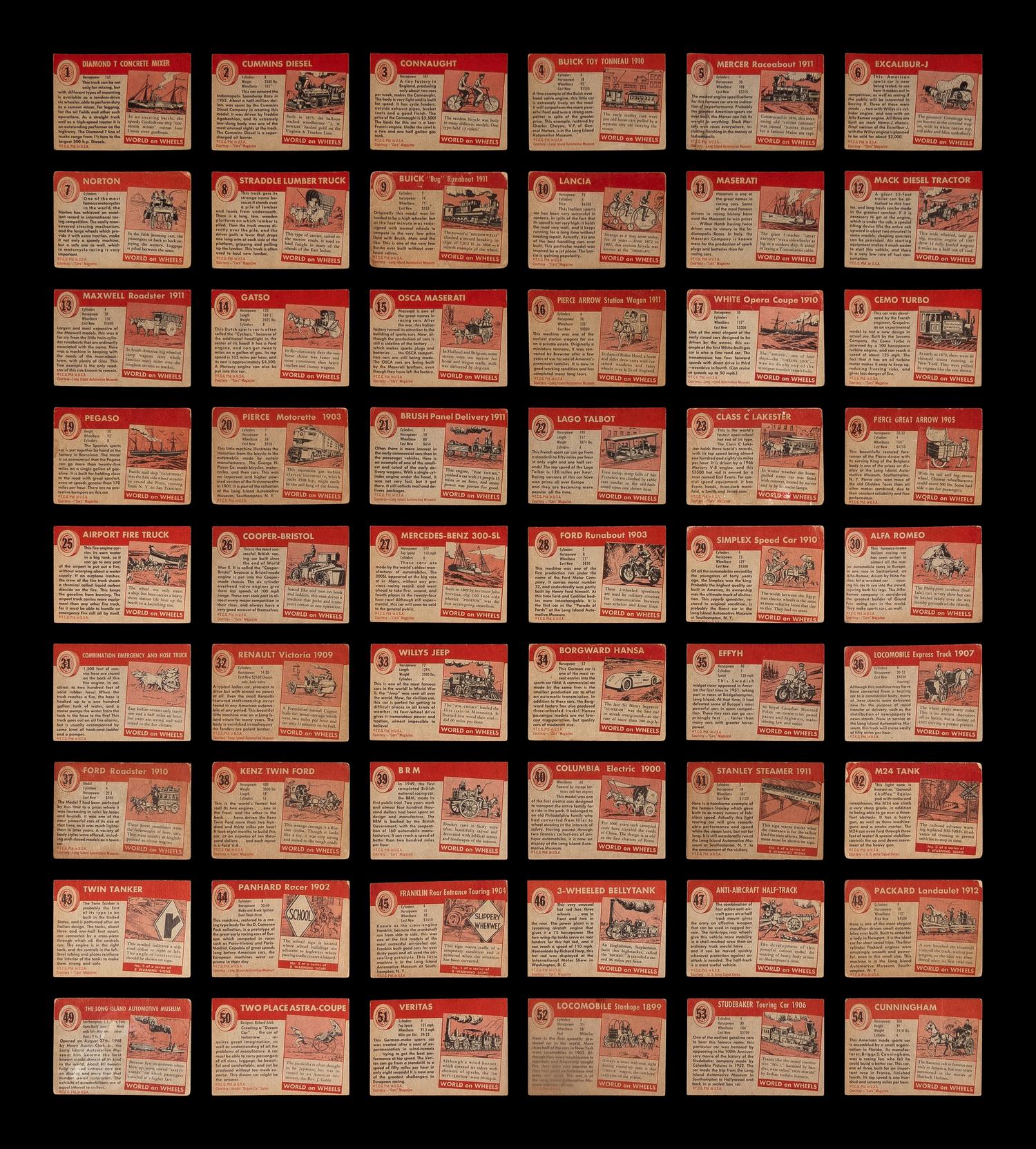 A Complete Set of 1954 Topps World on Wheels Trading Cards (160/160)