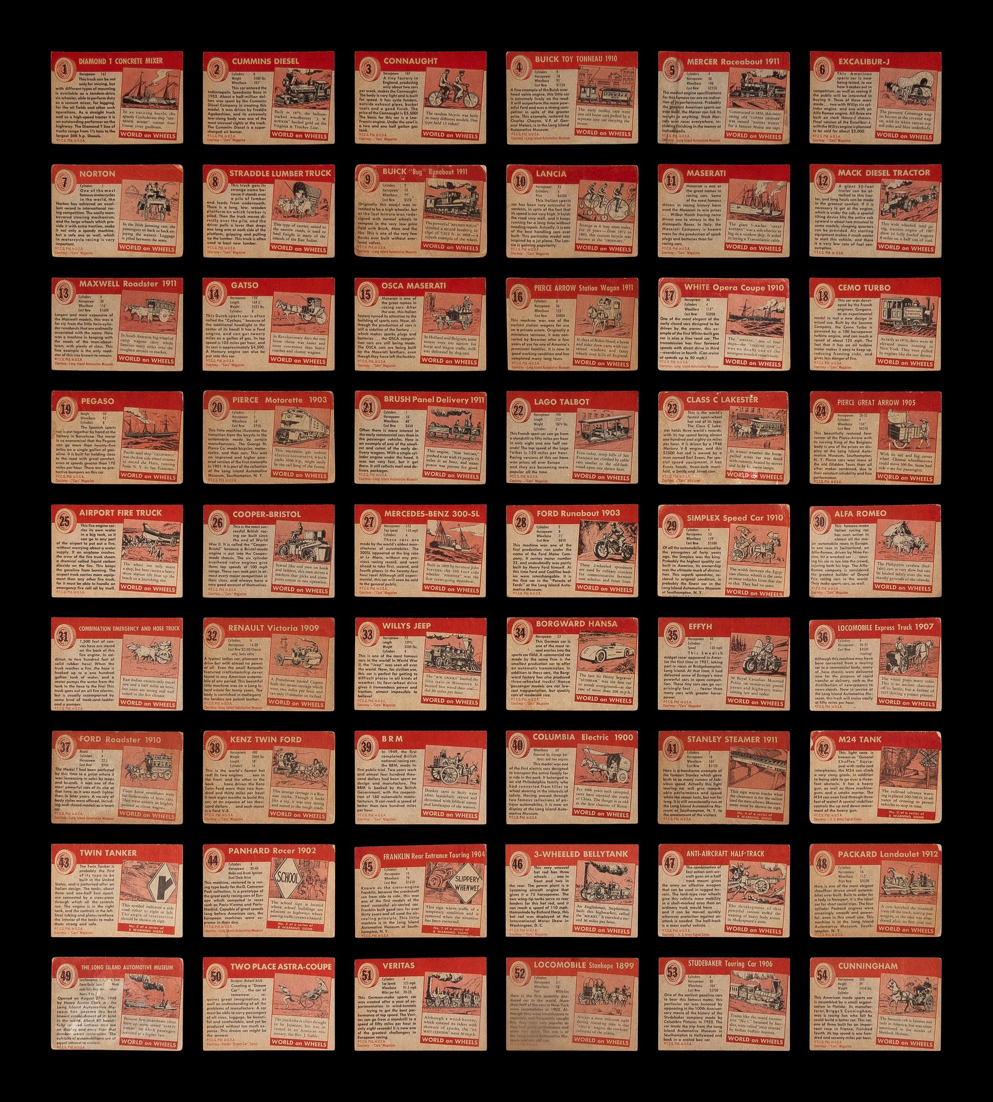 A Complete Set of 1954 Topps World on Wheels Trading Cards (160/160)
