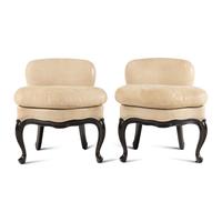 A Pair of Michael Taylor Leather Upholstered Slipper Chairs
