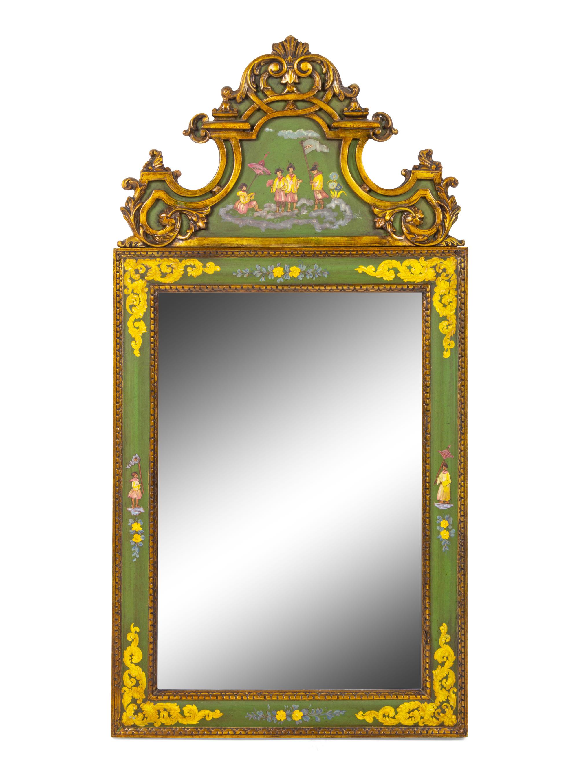 A Georgian Style Painted and Parcel Gilt Mirror