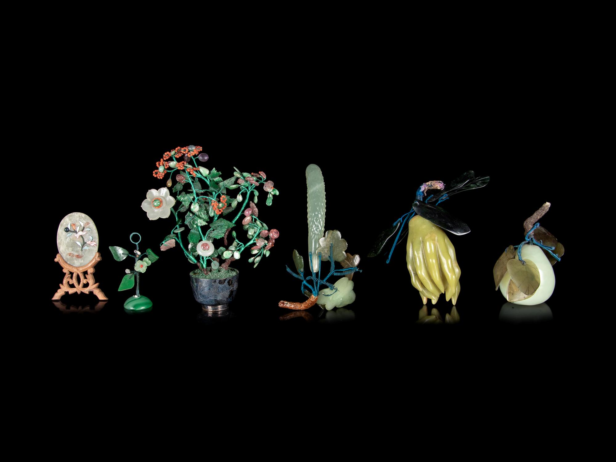 Six Chinese Jade, Jadeite and Hardstone Articles
