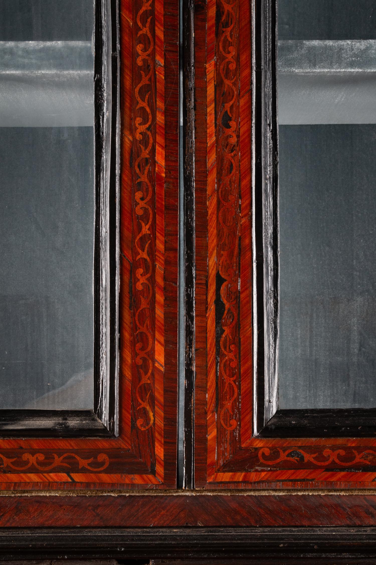 An Italian Walnut and Marquetry Bureau Cabinet