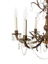 A Pair of French Gilt Metal Six-Light Chandeliers