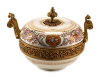 A Sèvres Gilt Bronze Mounted Porcelain Centerpiece Bowl and Cover