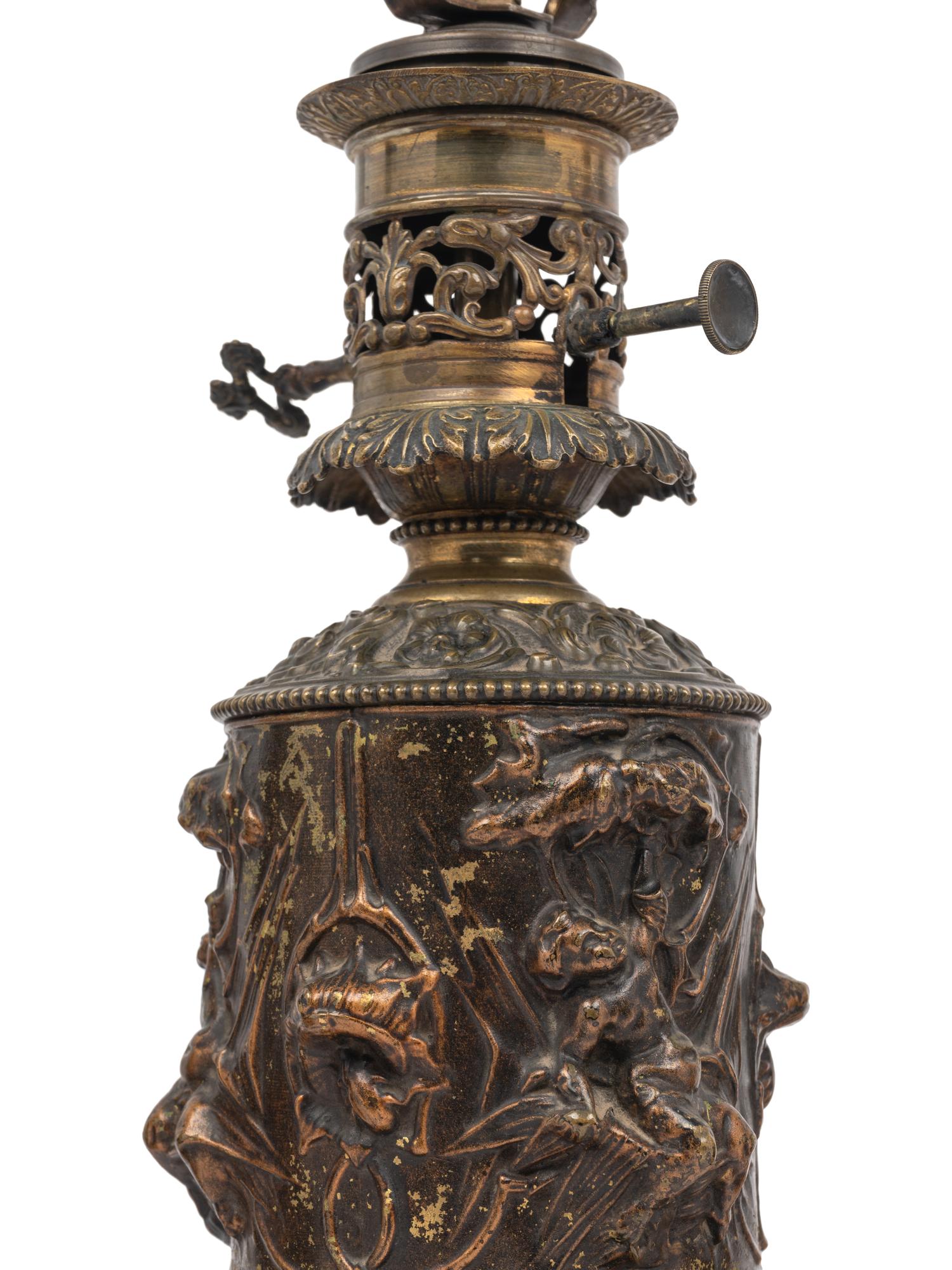 Two Pairs of French Gilt Metal Fluid Lamps Converted to Electricity