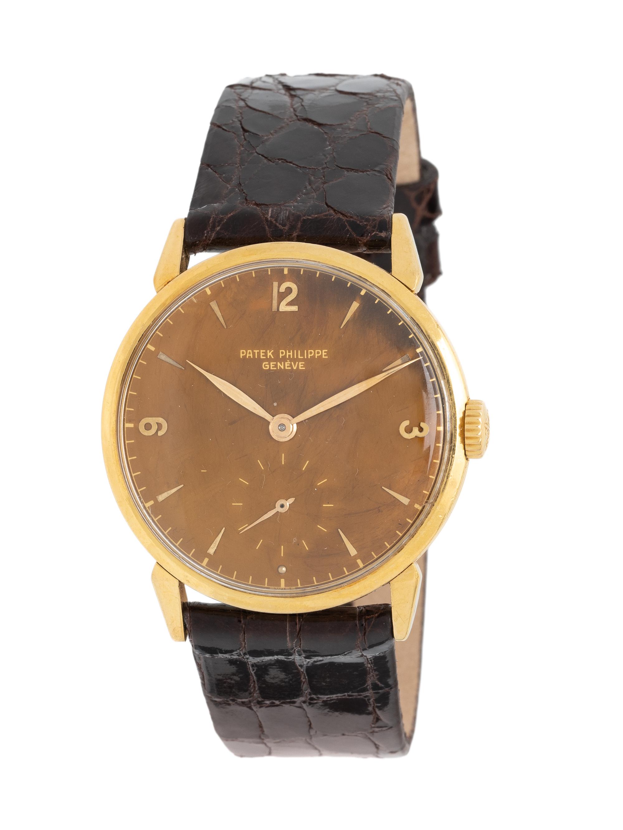 PATEK PHILIPPE, REF. 1578 18K YELLOW GOLD 'CALATRAVA' 'GENERAL MOTORS' WATCH WITH RARE 'TROPICAL' DIAL, BOX & EXTRACT FROM THE ARCHIVES