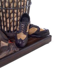 A Whimsical Golf-Themed Painted Resin, Metal and Leather Cocktail Table