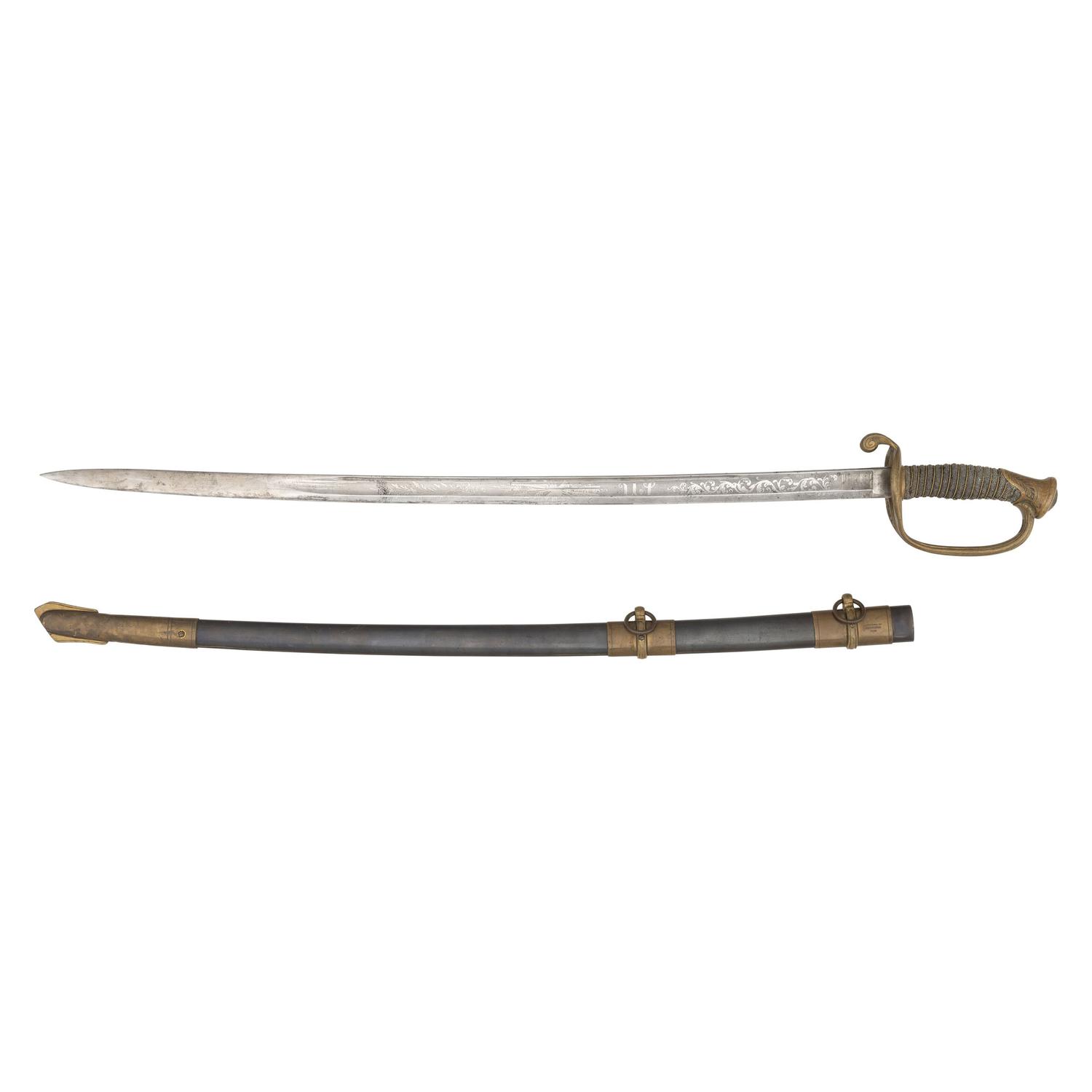 US Model 1850 Foot Officer's Sword Inscribed to CHT - Charles H. Tobey of the 58th Mass Volunteers - WIA at Spotsylvania and Petersburg, POW Petersburg