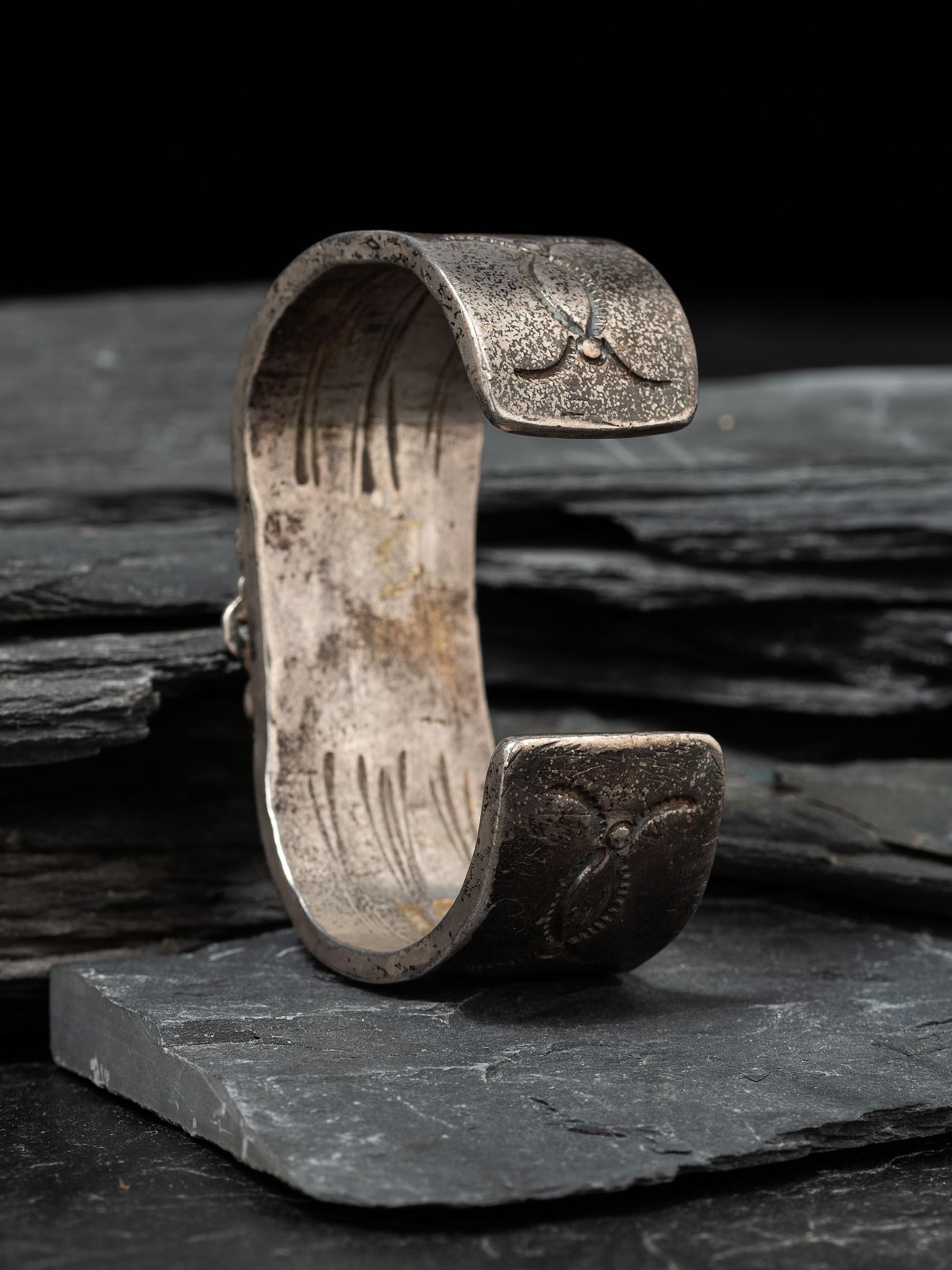 Heavy Navajo Ingot and Turquoise Cuff Bracelet , Collected by Hoffman Birney (1891-1958)