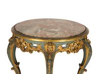 An Italian Rococo Style Painted and Parcel Gilt Marble-Top Table