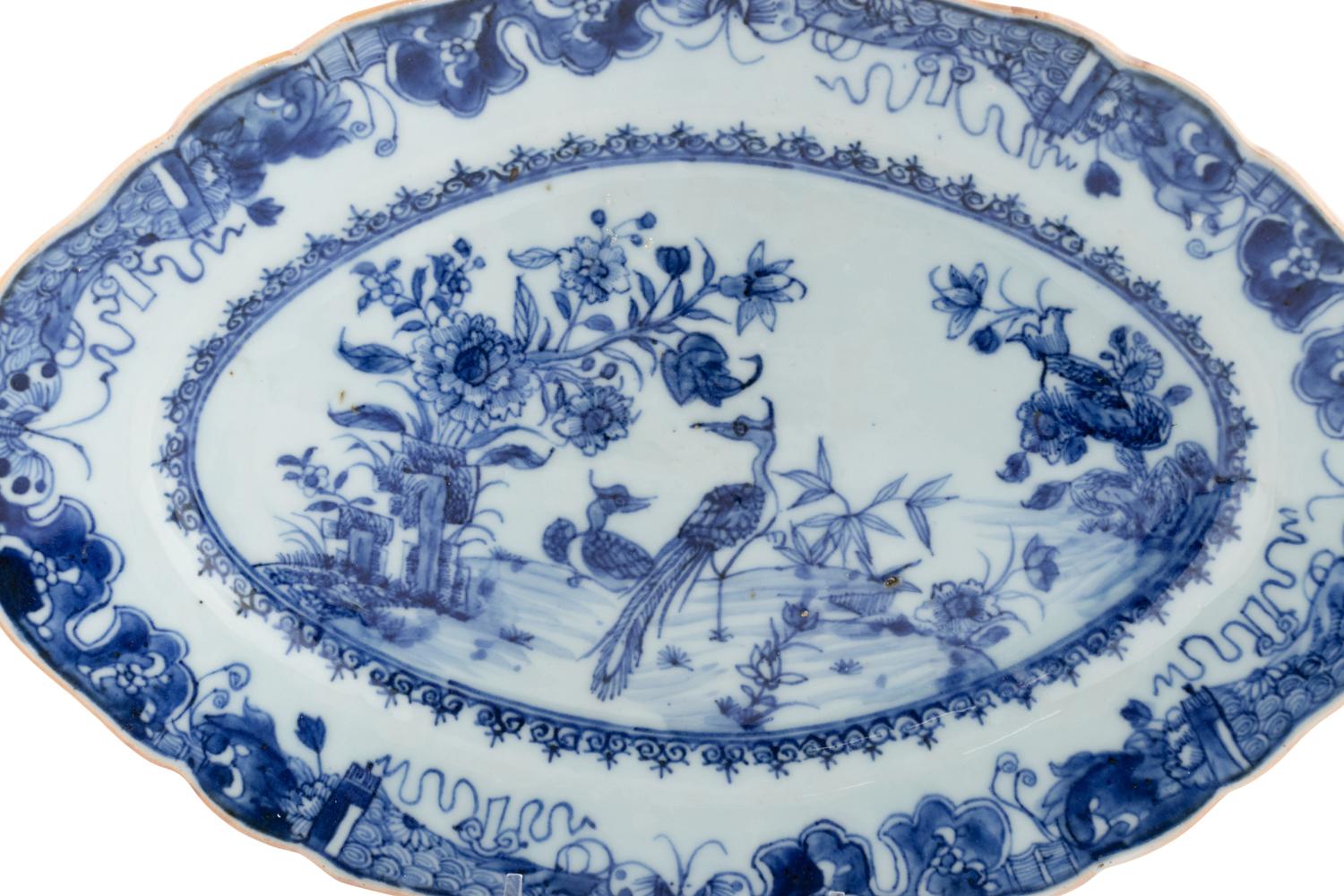 A Pair of Chinese Export Blue and White Porcelain Serving Platters