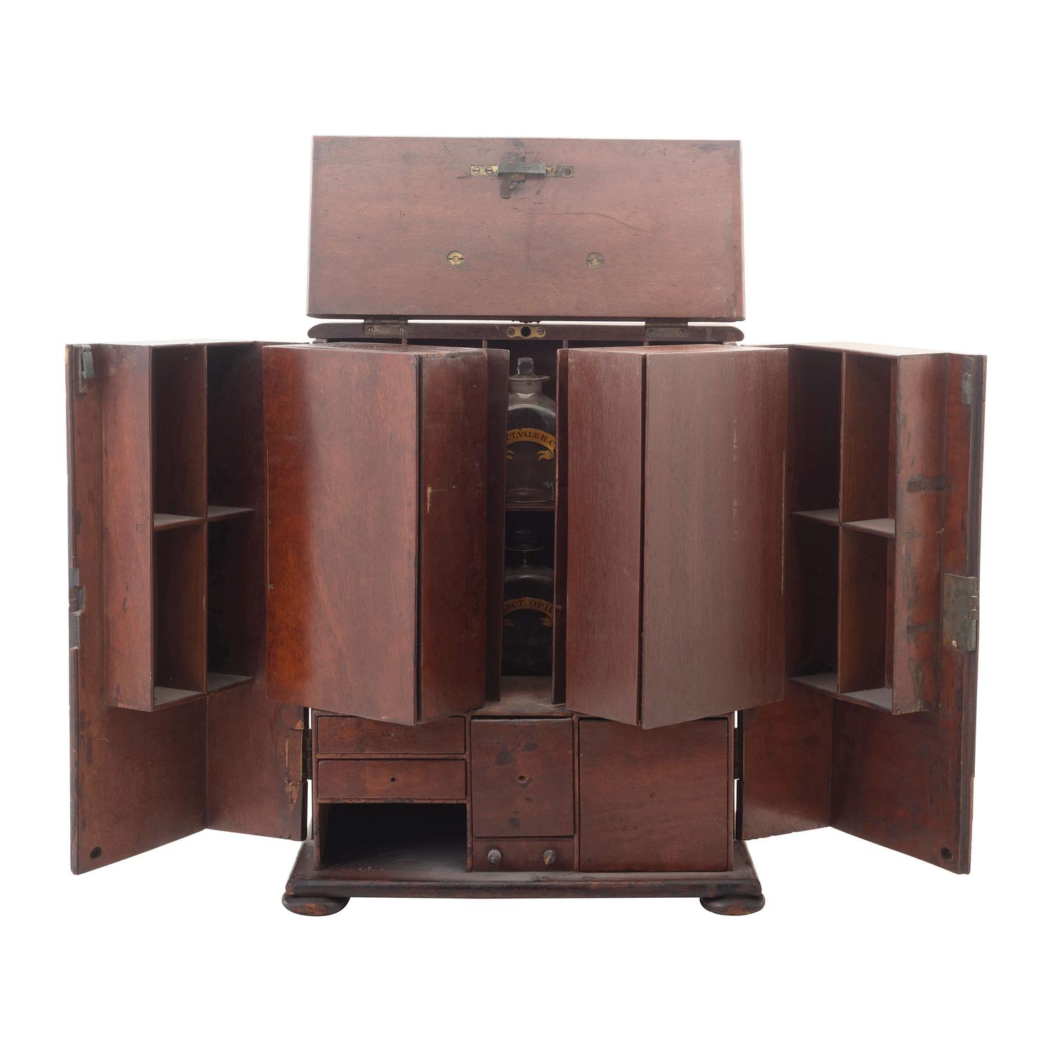 [Medicine] 19th Century wooden cased apothecary cabinet.