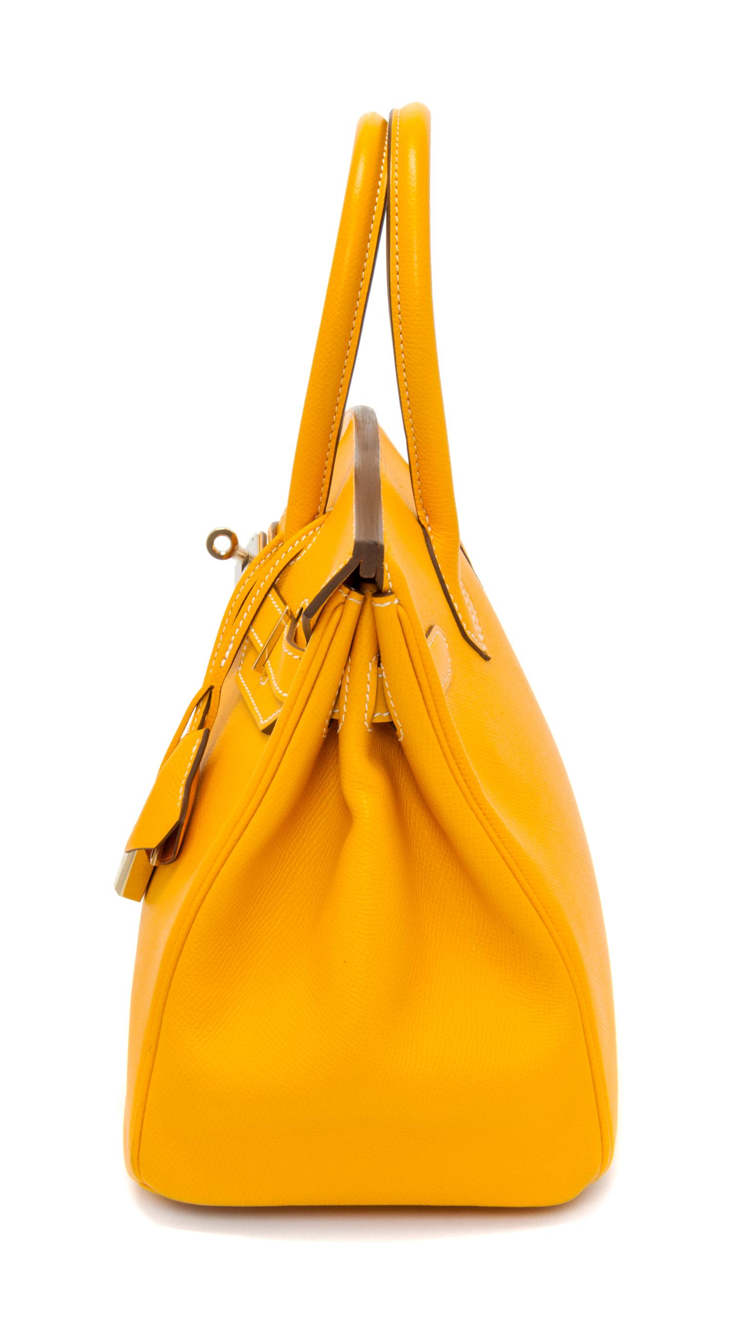 An Hermes Bicolor Jaune d'Or Epsom 30cm Birkin Handbag, 12" x 8.5" x 6".