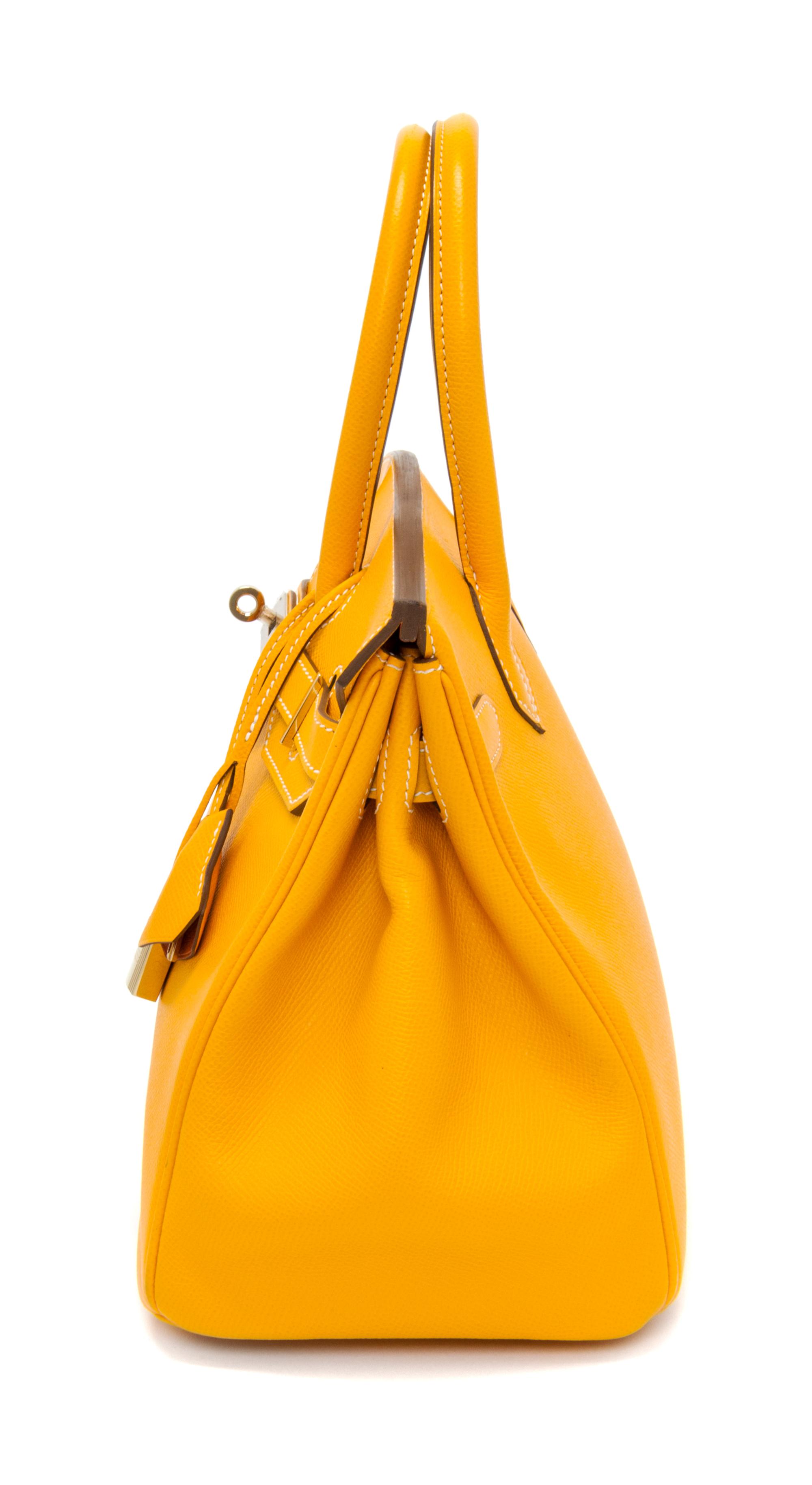 An Hermes Bicolor Jaune d'Or Epsom 30cm Birkin Handbag, 12" x 8.5" x 6".