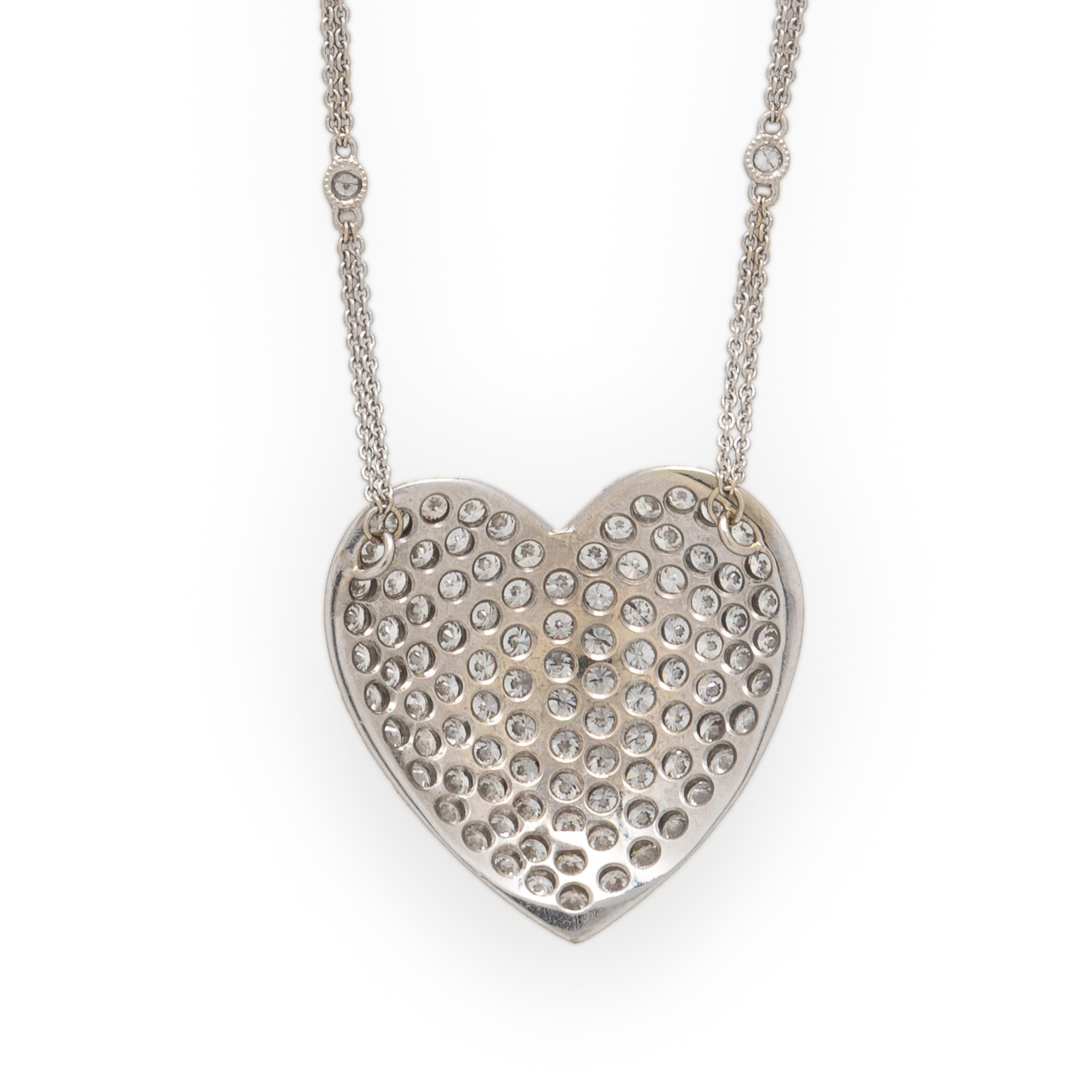 Diamond and White Gold Heart Pendant Necklace