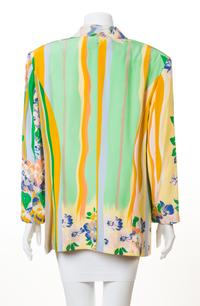 A Louis Feraud Multicolor Silk Floral Jacket, Size 14.