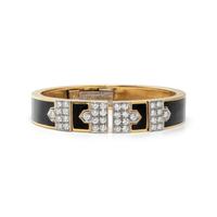 DAVID WEBB, BLACK ENAMEL AND DIAMOND 'LANE' BRACELET