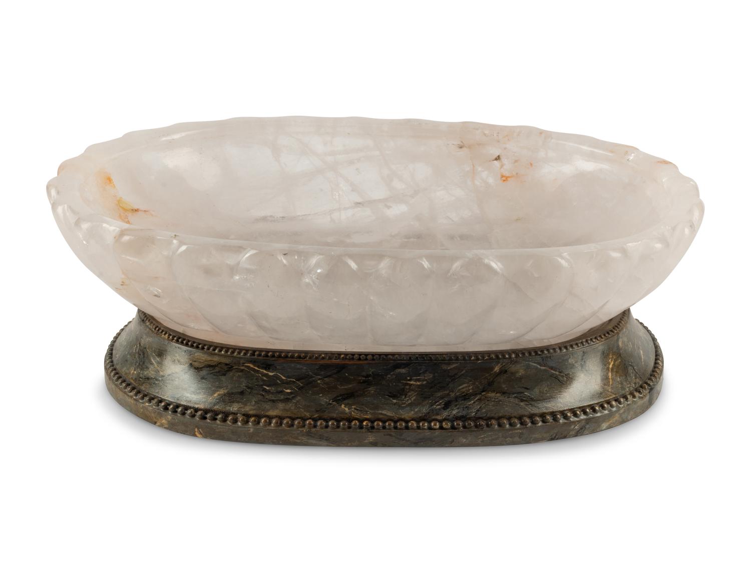 A Large Fluted Rock Crystal Centerpiece Bowl
