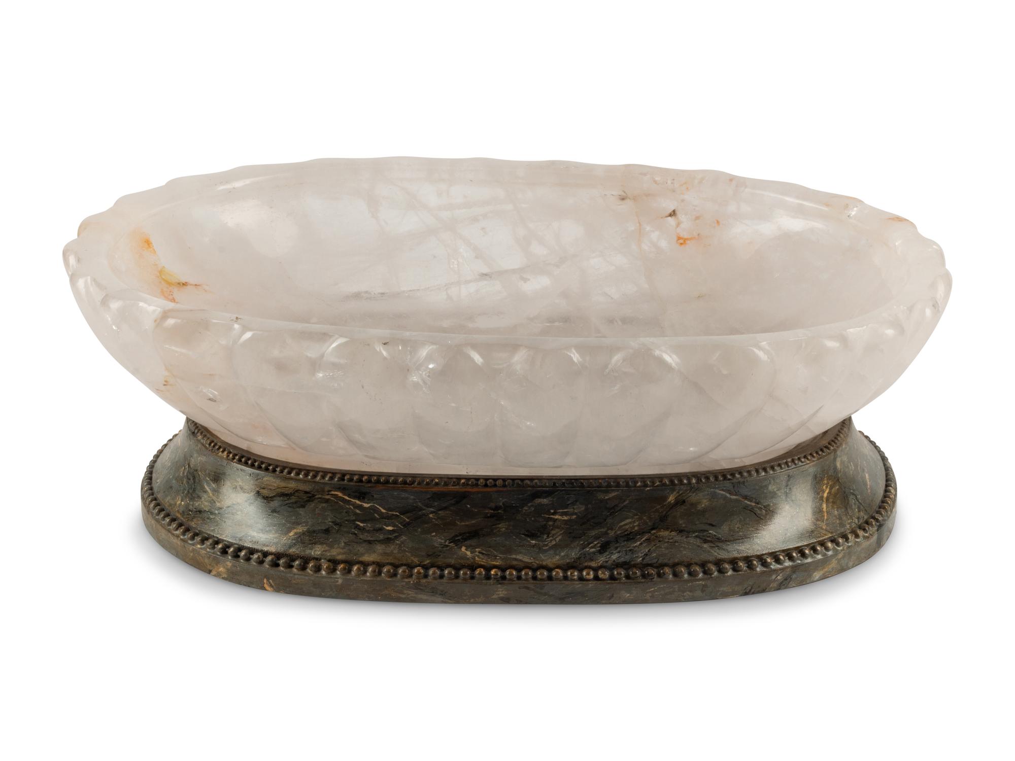 A Large Fluted Rock Crystal Centerpiece Bowl