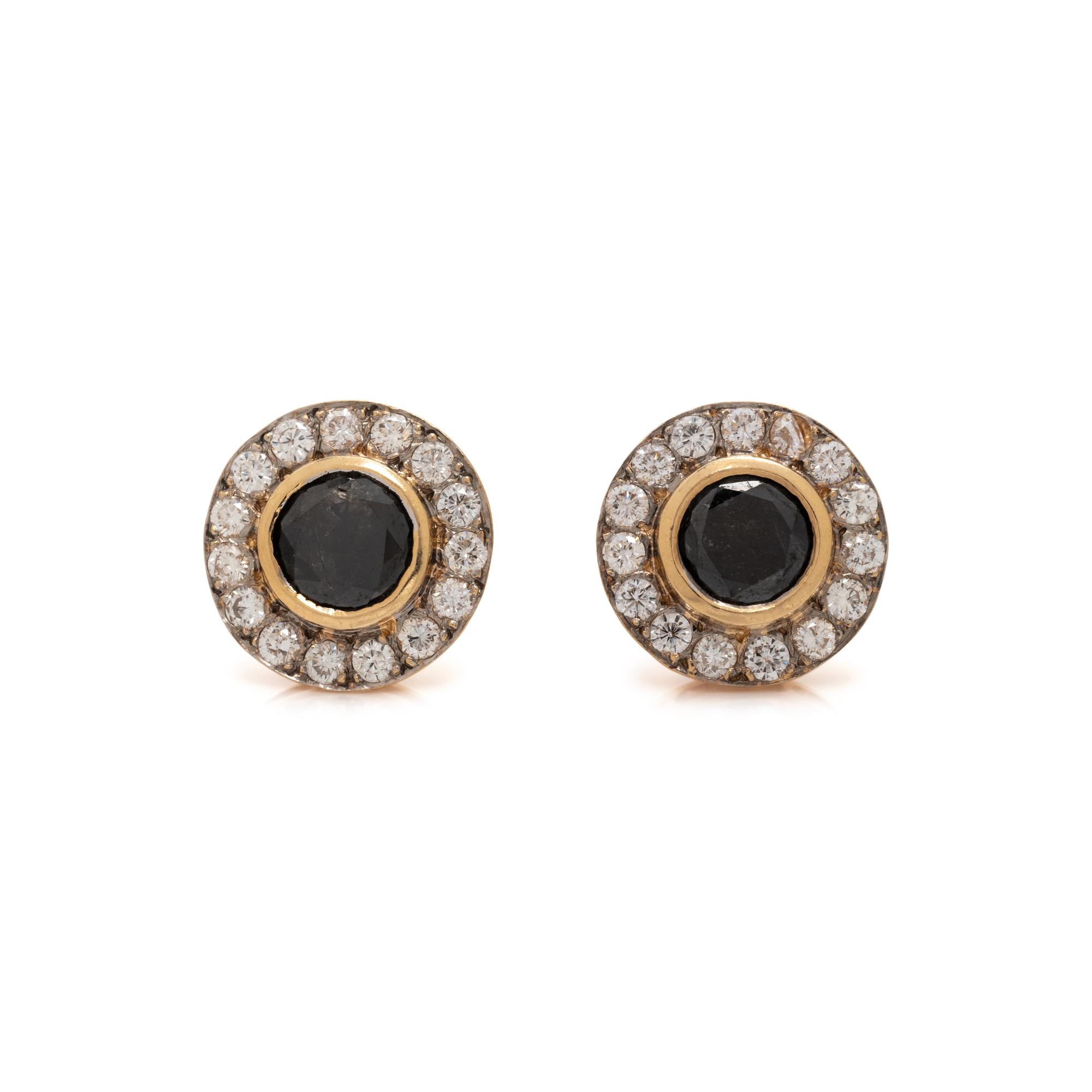 BLACK DIAMOND AND DIAMOND EARRINGS