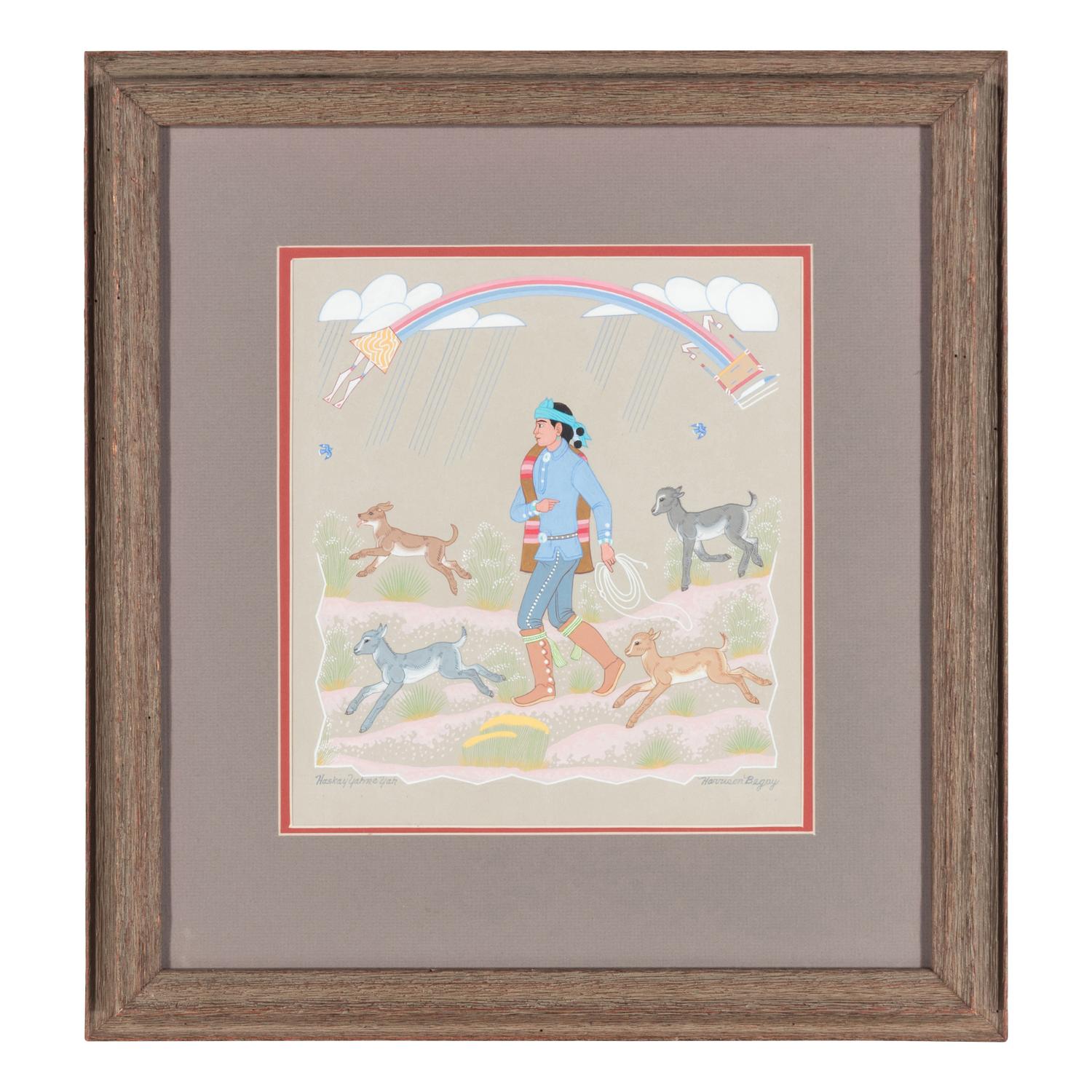 untitled, shepherd with goats and dog