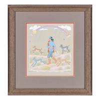 untitled, shepherd with goats and dog