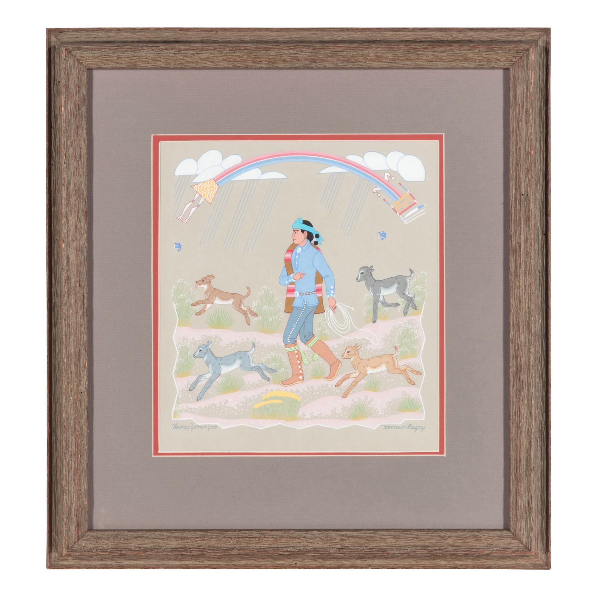 untitled, shepherd with goats and dog