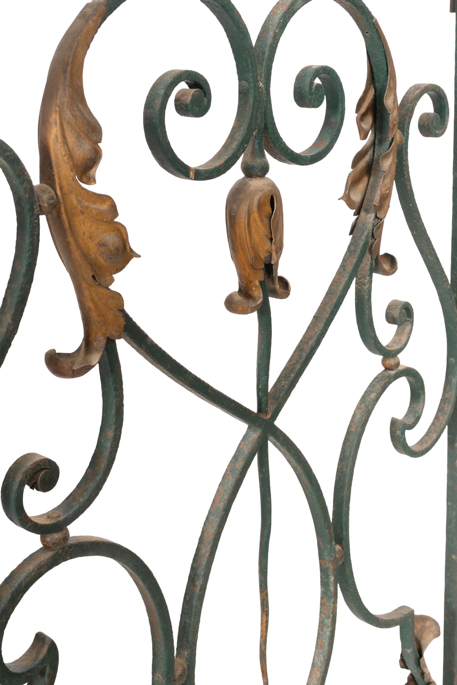 A Belle Époque Painted and Parcel Gilt Wrought Iron Architectural Fragment