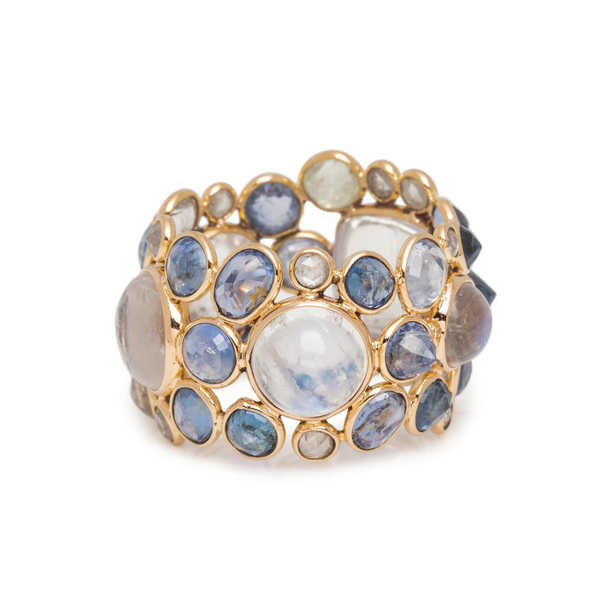 MOONSTONE, SAPPHIRE AND DIAMOND BAND
