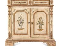 An Italian Polychrome and Cream-Painted and Parcel-Gilt Cabinet