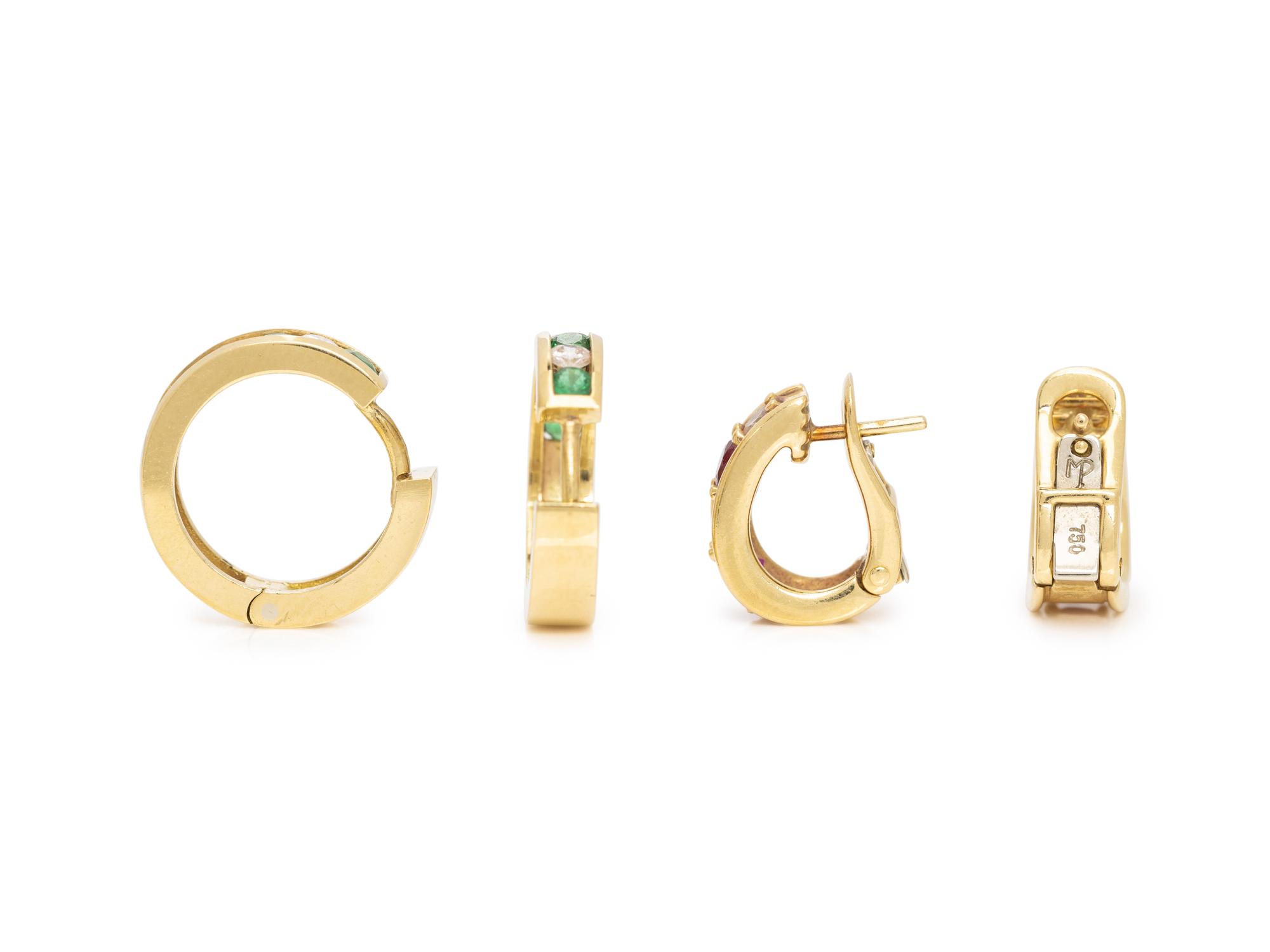 TWO PAIRS OF YELLOW GOLD, DIAMOND AND MULTIGEM EARRINGS
