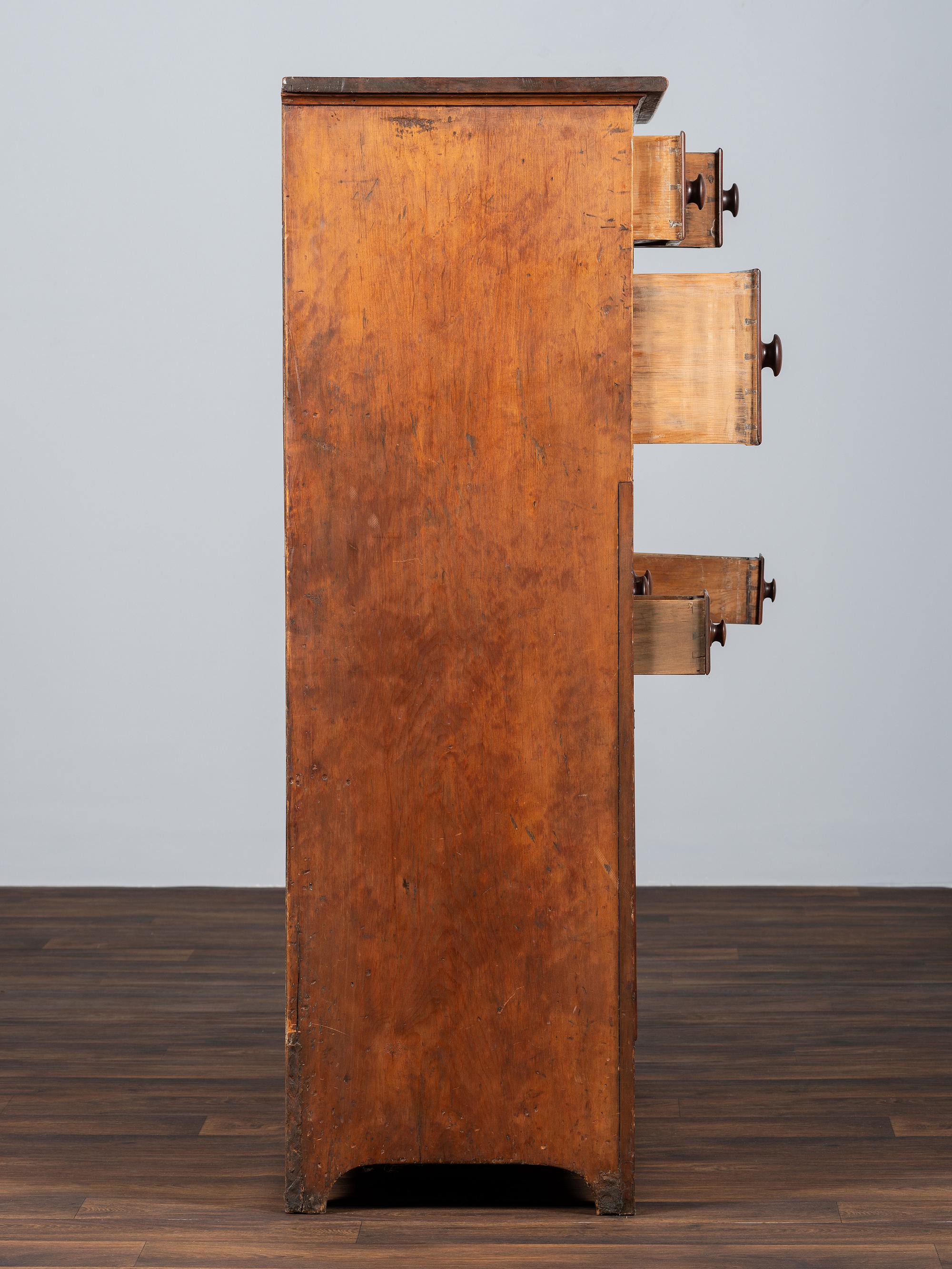 A Shaker Cherry and Pine Work Cabinet