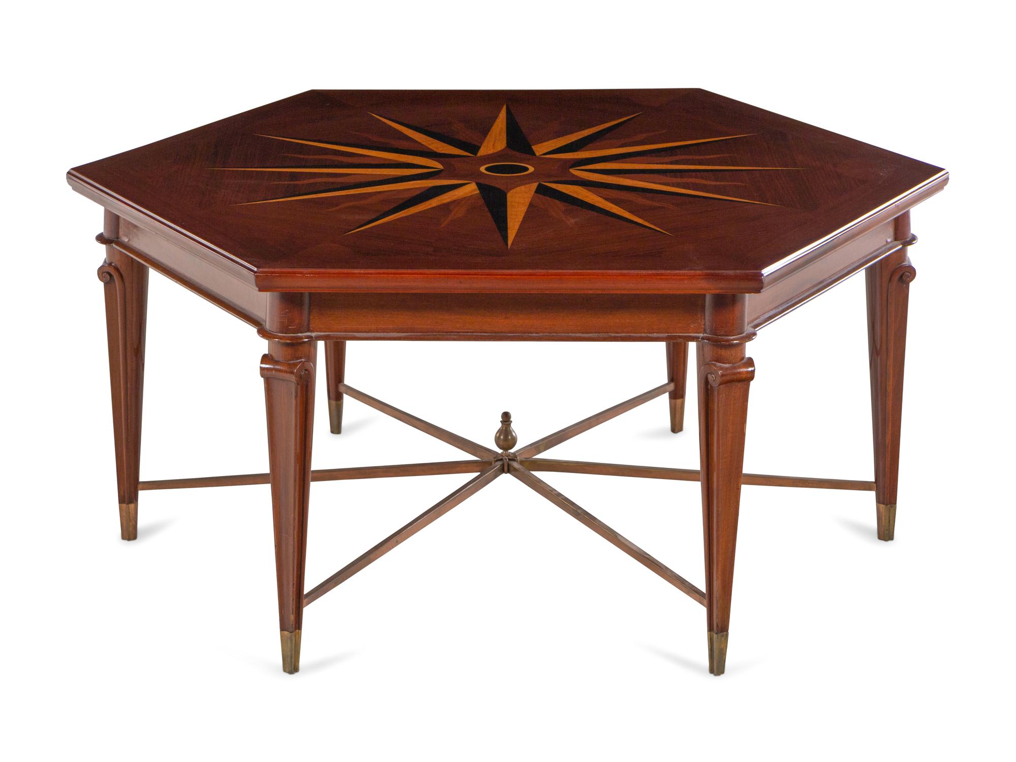 A French Gilt Bronze Mounted Marquetry Low Table by Jean-Maurice Rothschild (French, 1902-1998)